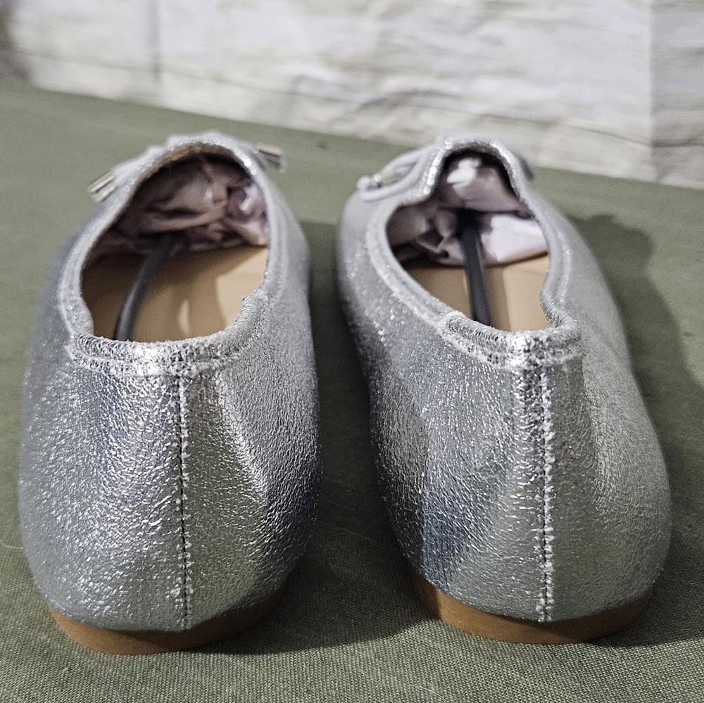 Shimmering Silver Flats with Bow Accent - Picture 11 of 11